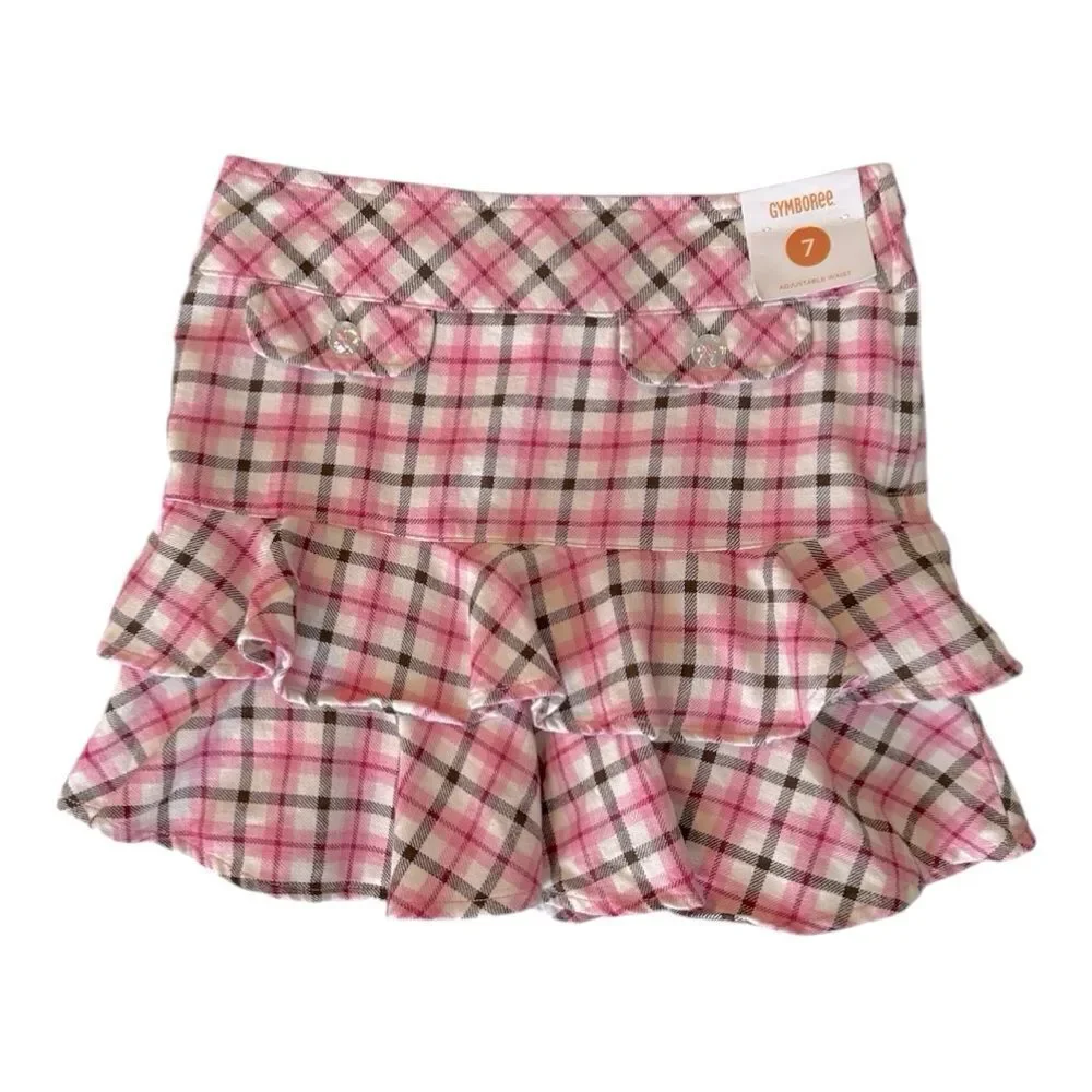 GYMBOREE Skirt Girls Plaid Holiday Pink Size 7 NWT